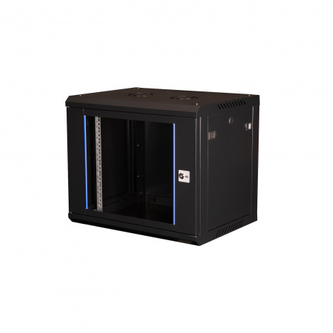 Шкаф 19" телекоммуникационный настенный, 9U 501x600х450 мм, дверь стекло, черный